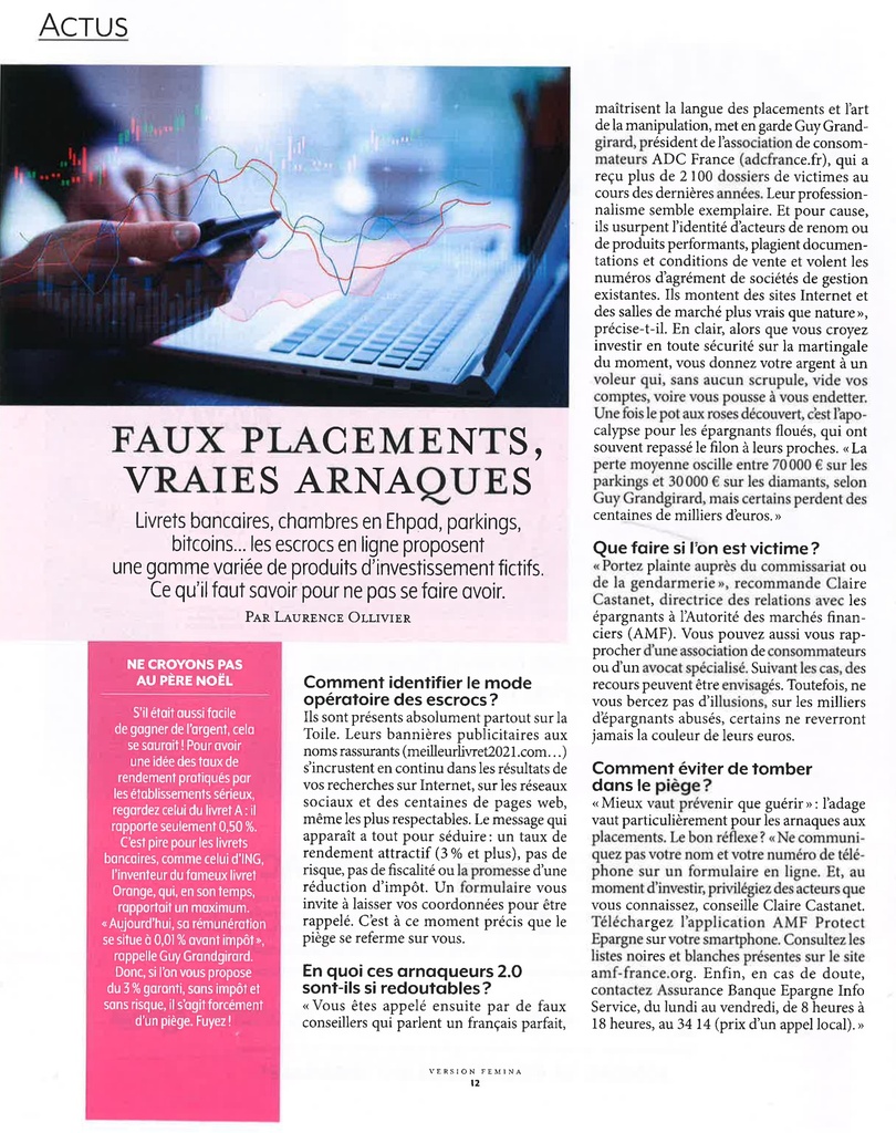 Faux placements vraies arnaques - Femina